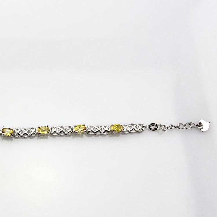 925 Silver Created Yellow Cubic Zirconia Tennis Bracelet (SB1001)