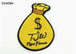 Small Yellow Embroidery Applique Patches Money Logo Full Embroidered 2.75" Tall