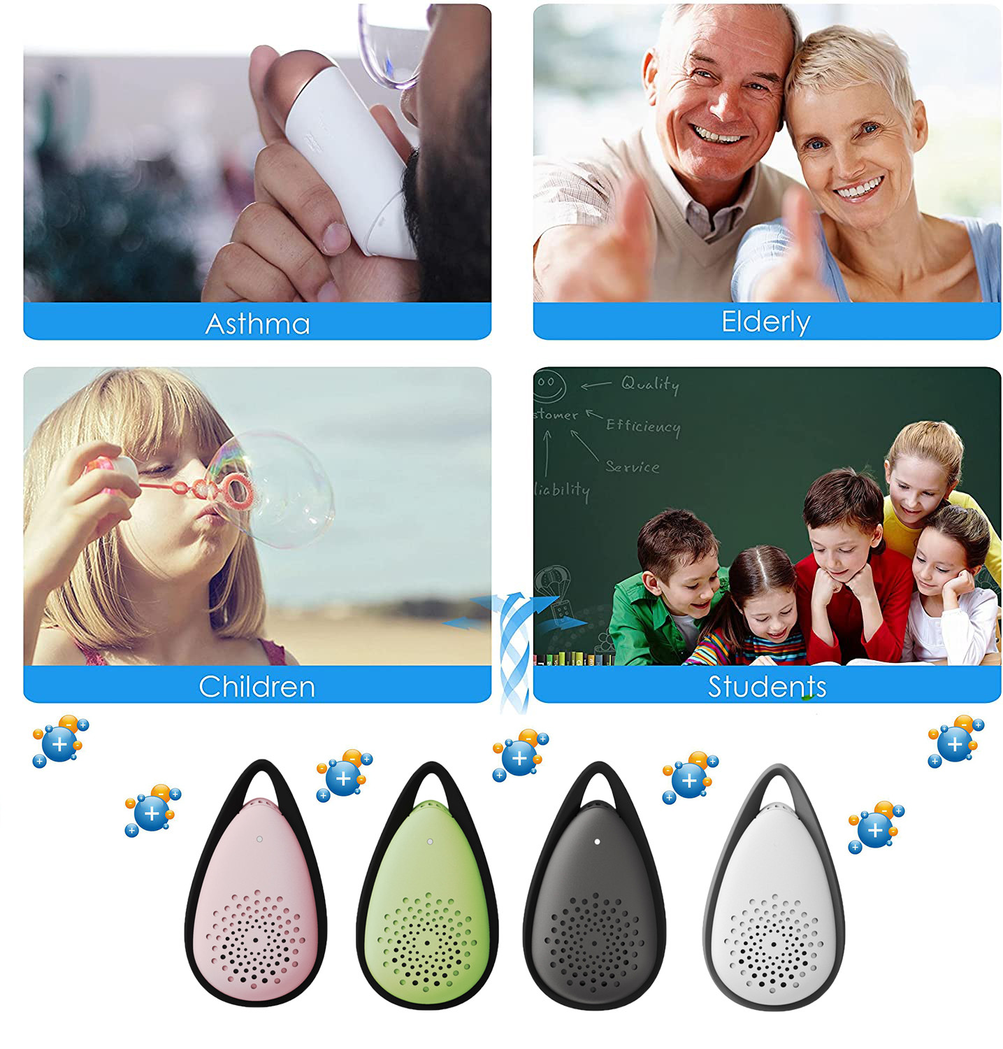 5V 1A Indoor Wearable Air Purifier Remove Pollen Mites Kill H1N1 Small Air Scrubber