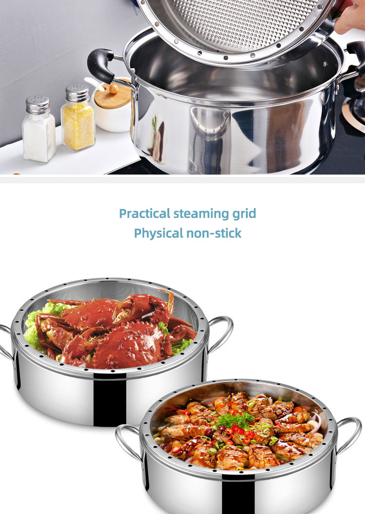 New Arrival Kitchen Industrial Steamer Pot Cookware Mutil Layer Stainless Steel Steamer Pot With SS Handle