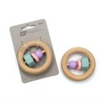 Sensory Organic Beech Wooden Silicone Teether Non Toxic Mutlti Color
