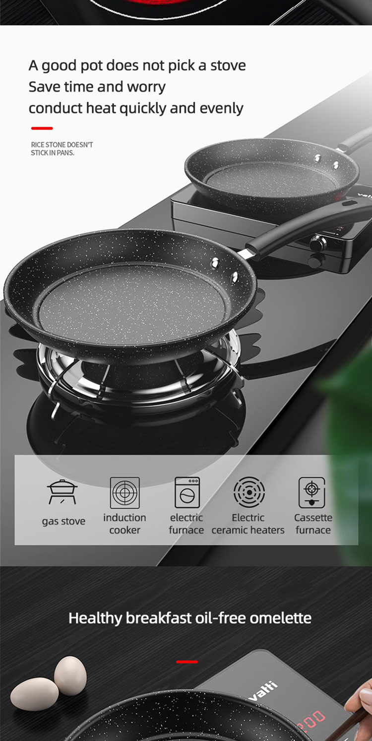 Factory Direct Sale Thickened Black Iron Cooking Frying Pan Medical Stone Nonstick Fry Pan With Lid