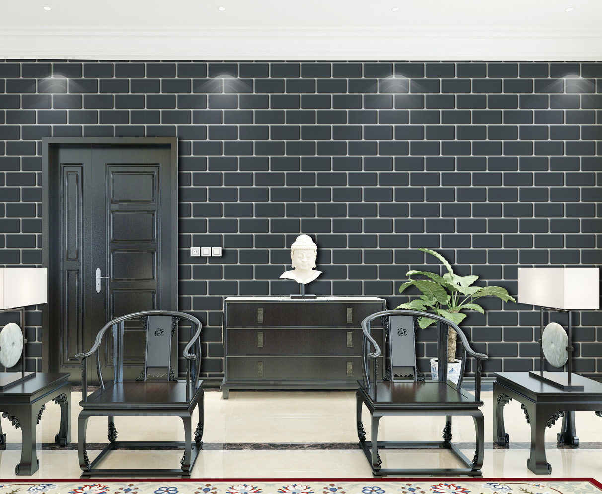 Embossed 3d Brick Wallpaper For Walls , Living Room Brick Design Wallpaper