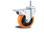 medium duty 3" swivel orange color PU caster double ball bearing , Rueda,