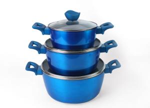 Quality 3Pcs 3.5mm Sprial Bottom Sgs 28cm Non Stick Soup Pot wholesale