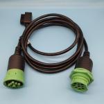 Green Deutsch 9 Pin Female to Right Angle OBD2 OBD-II Female and Threaded J1939
