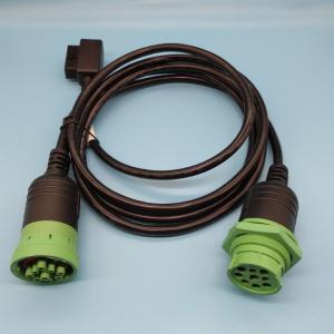 Quality Green Deutsch 9 Pin Female to Right Angle OBD2 OBD-II Female and Threaded J1939 Jamnut Male Splitter Y Cable wholesale