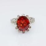 Women' Jewellery Sterling Silver Oval Garnet Cubic Zircon Ring(S-RT719)