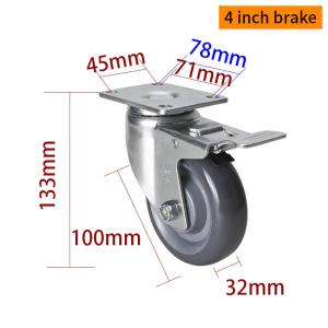 Quality EDL Medium Duty 4inch 150kg Plate TPU Caster by Rigid, Swivel and Brake type wholesale