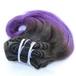 2017 New Style Short Curl Ombre Purple Brazilian Remy Hair Weft Hair Extension