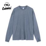 Long Sleeve Heavyweight Cotton Hoodie Grey Crew Neck Vintage Man Sweatshirts