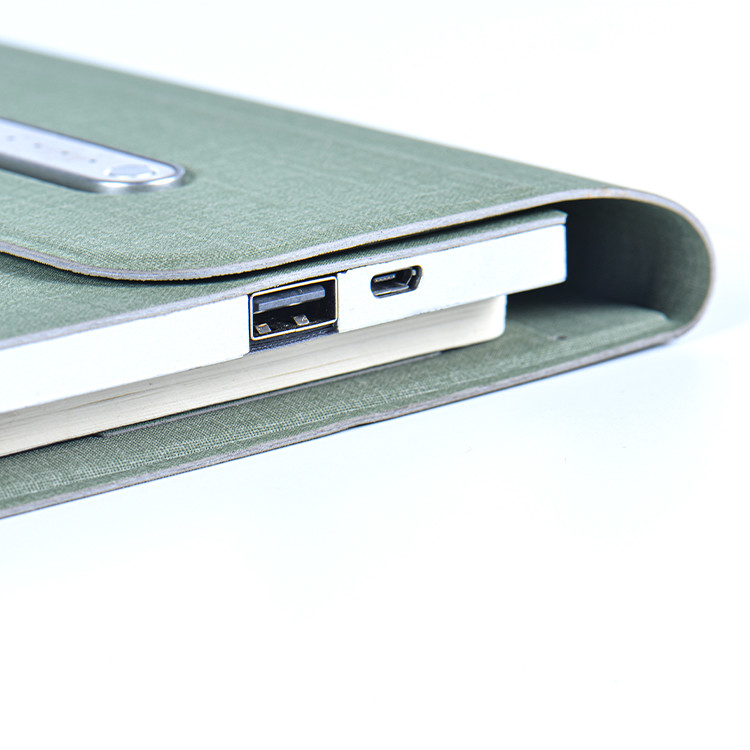 Custom High Quality Luxury Hardcover Business Powerbank Leather Multifunctional Wireless Charging A5 Notebook