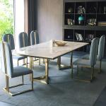 Light Luxury Simple Stainless Steel Marble Square Dining Table