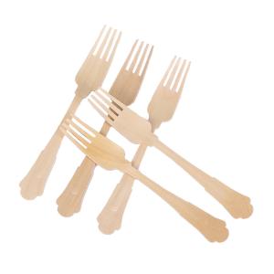 Quality 1000pcs Birchwood Disposable Wooden Utensils Victorian Style Fork 200mm wholesale