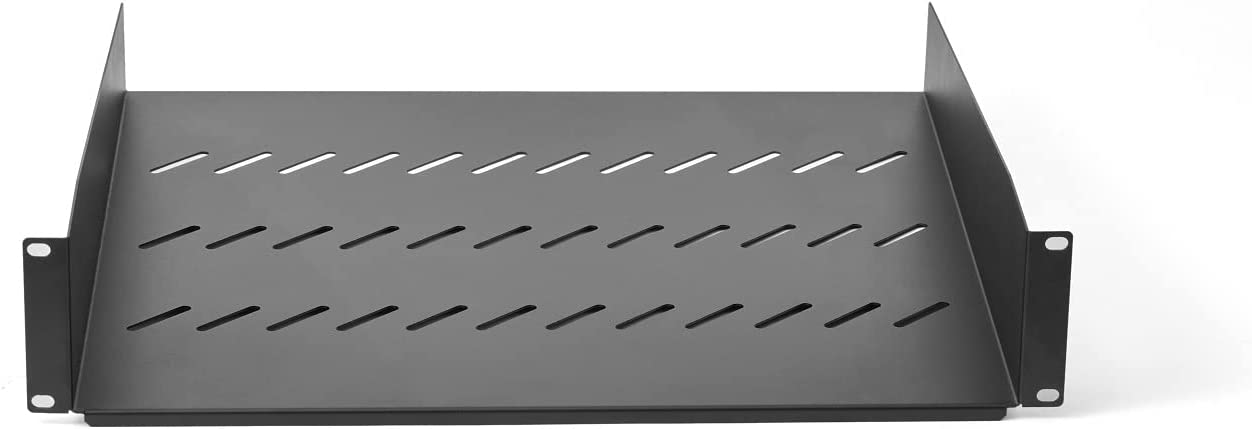 2U Server Rack Shelf Mount Tray 16" Deep for 19" Network Cabinet and Equipment Universal Vented Rack Shelf Mounting