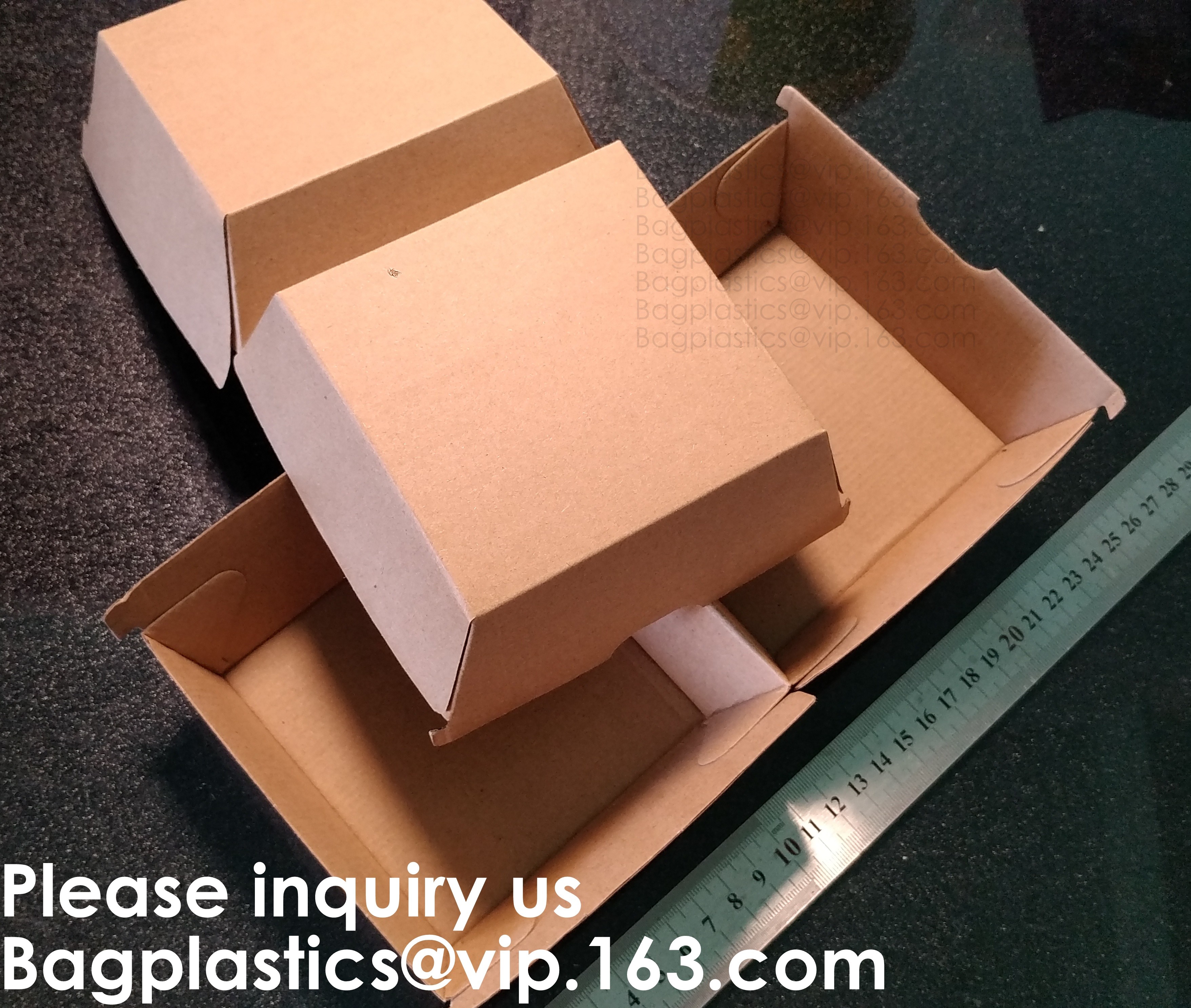 Kraft Paper Burger Box Corrugated Hamburg Box,Burger French Fries Packaging Hotdog Kraft Box,Cardboard Paper Double pac