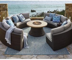 Quality Popular Modern Garden Hotel Courtyard PE Rattan Curved Diameter 3M Sofa Set wholesale