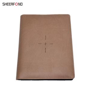 Quality Sewing Binding PU Leather Power Bank Notebook Waterproof Padfolio Organizer wholesale