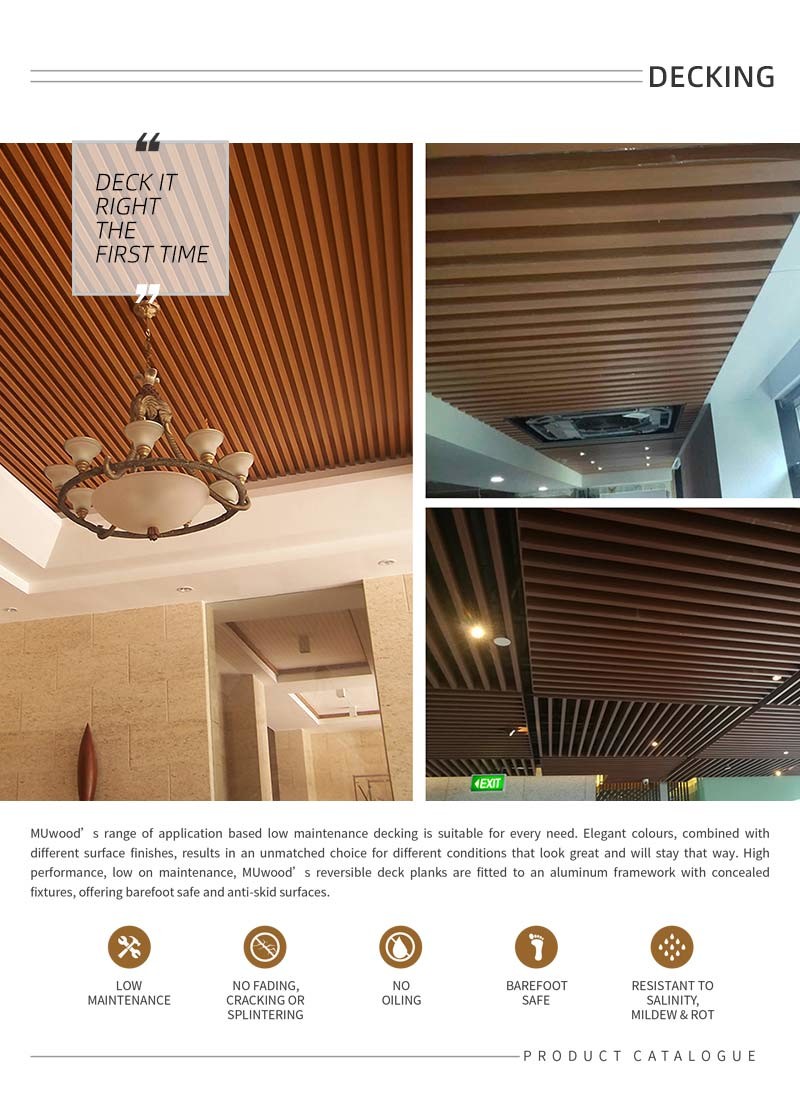 Waterproof PVC WPC Ceiling Panel Heat Insulation Clip-In Installation