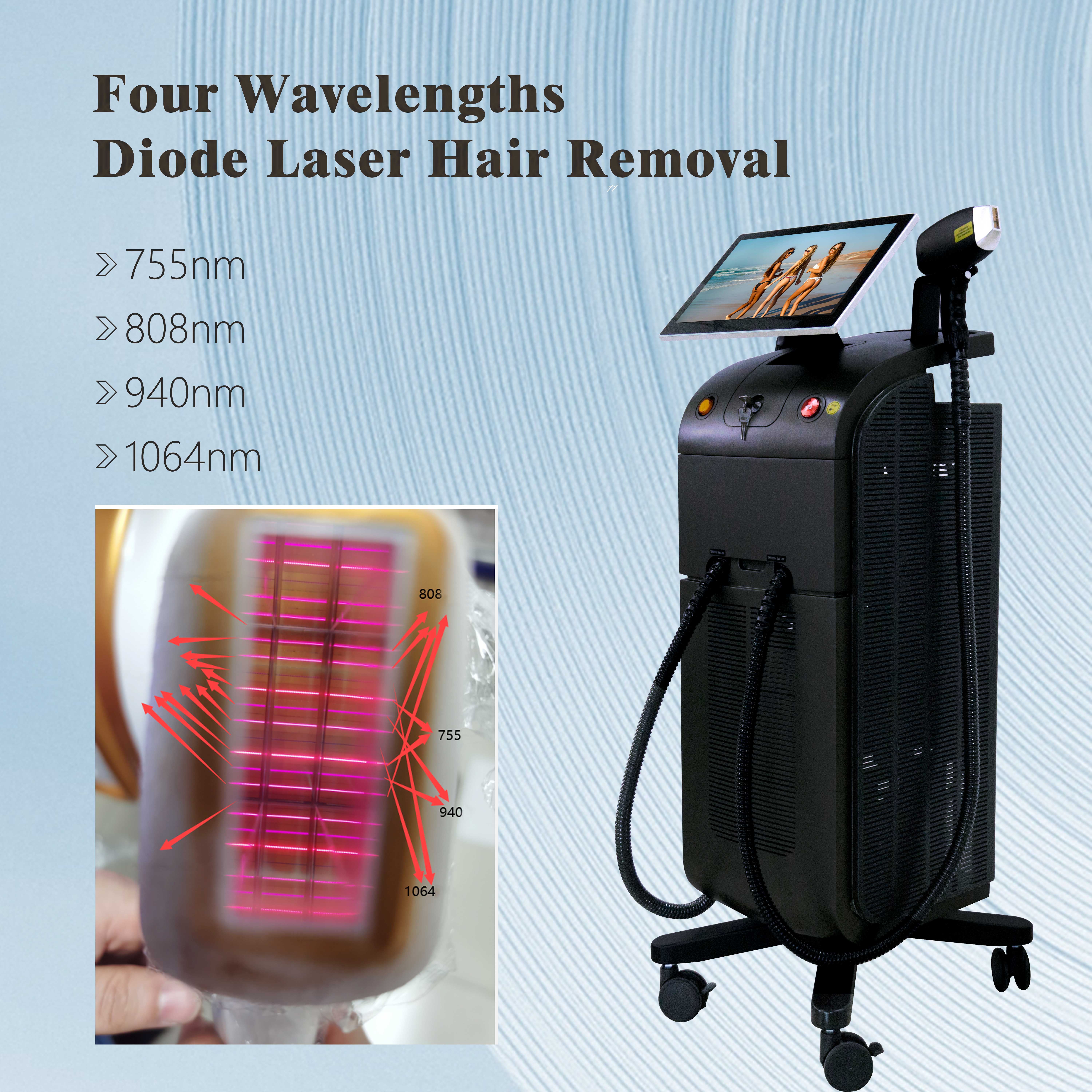 755 808 1064 Laser Diode Hair Removal Machine Medical CE Approval Fast Speed