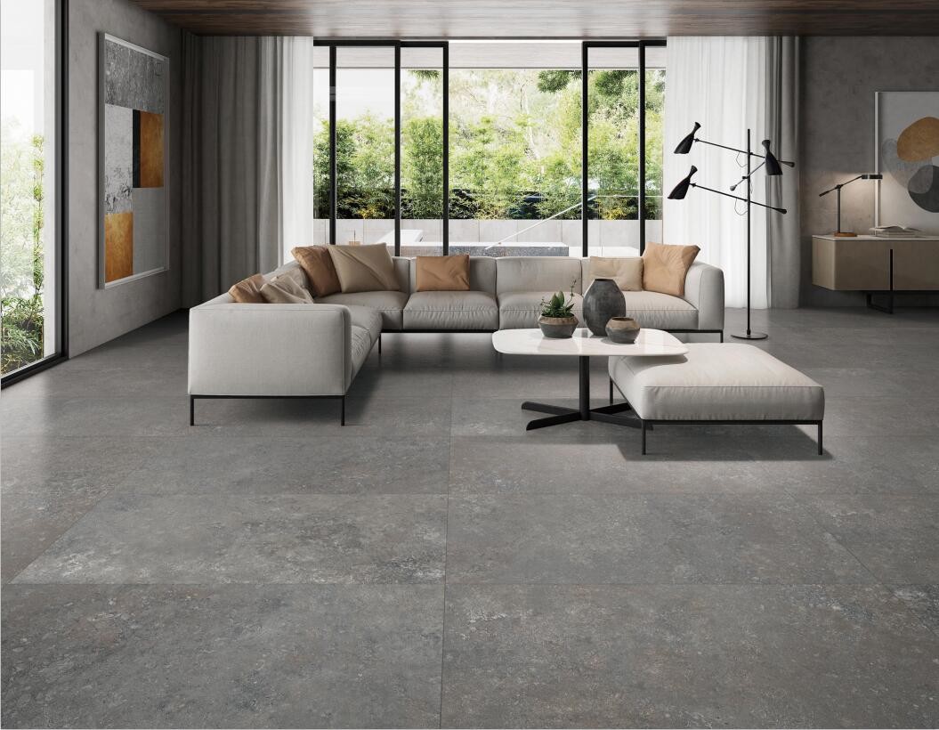 Matte Finish Grey Vitrified Living Room Porcelain Floor Tile Outdoor Cement Tile