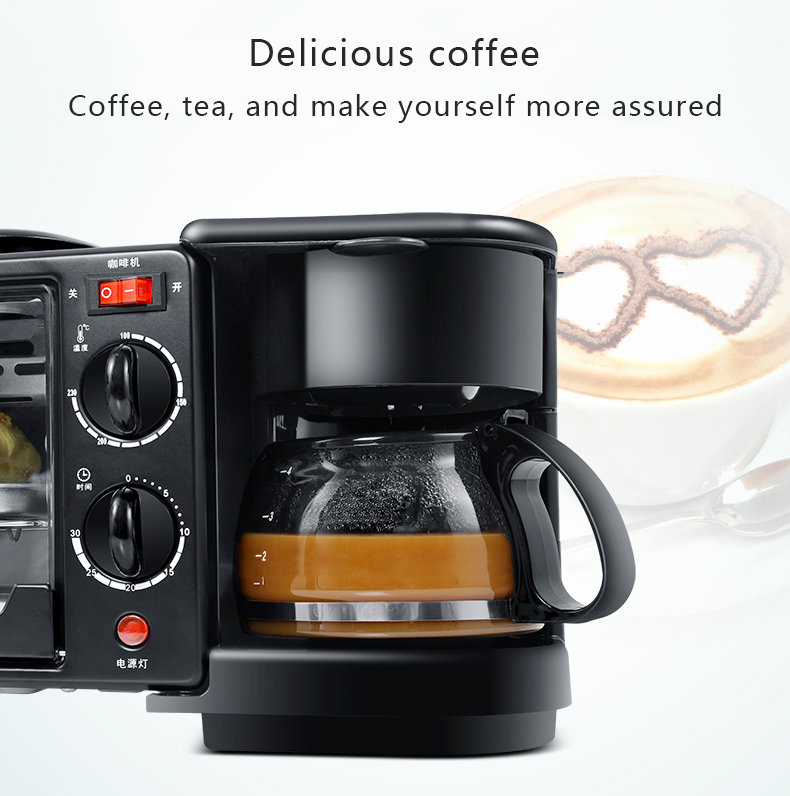 Household Bread Pizza Mini Oven Frying Pan Multifunction Coffee Maker 3 In 1