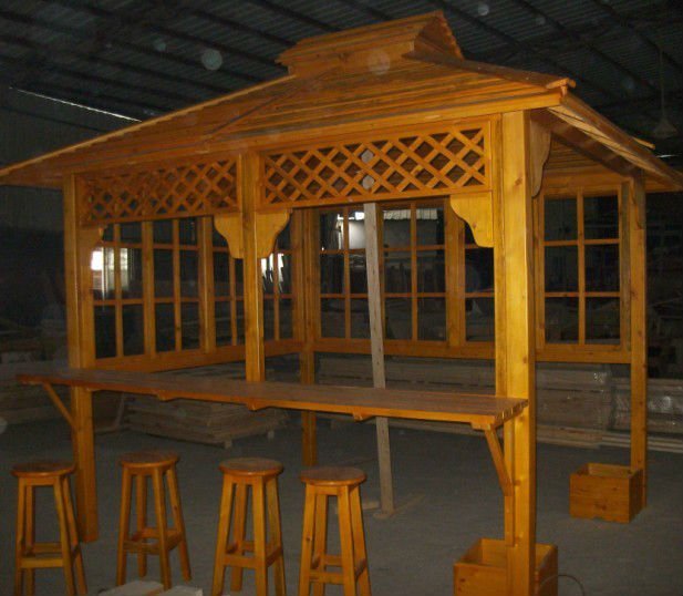 Anti Corrosive Wood Hot Tub Gazebo PFD Stainless Steel Frame For House / Garden