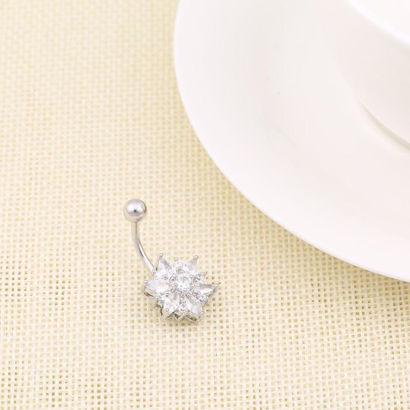 Hot selling flower zircon navel belly button ring body piercing jewelry