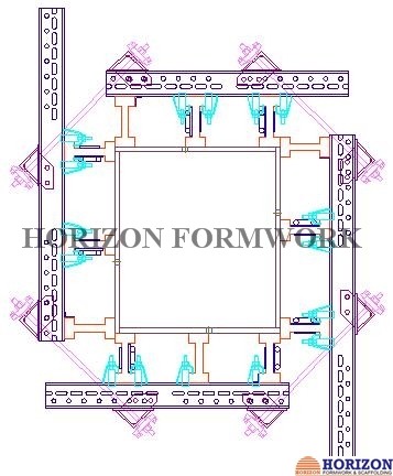 Rectangular Wall Formwork Combined with Wooden Girder H20 and Steel Walings