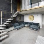 Residential Indoor Floating Wood Stair Elegant Design With Red Oak / White Oak