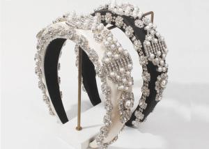 Quality Heavy industry fashion sponge bride diamond pearl headbands creative luxury headband hair accessories wholesale