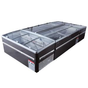 Quality Supermarket glass sliding door chest single temperature island display deep freezer wholesale