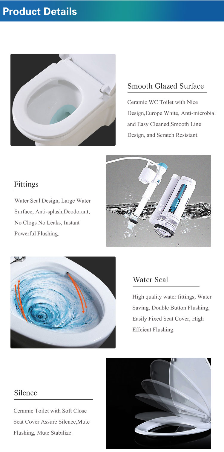 Ceramic S Trap Toilet Bowl Western Golden Diamond 200mm 180mm