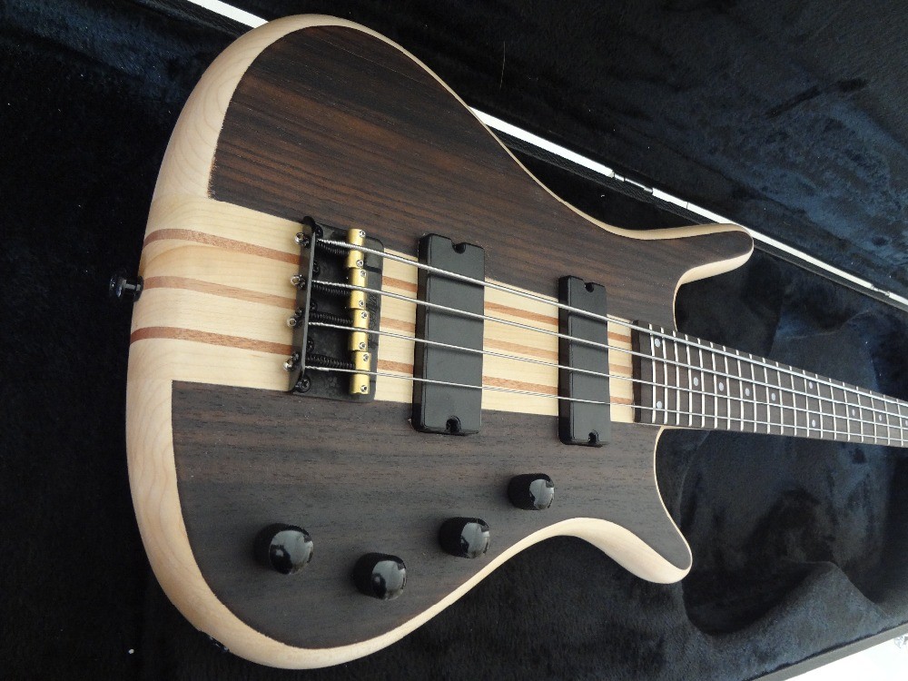 4 string bass guitar walnut wood top with Ash body Original bridges Neck through body MOP dot inlay on rosewood fretboar