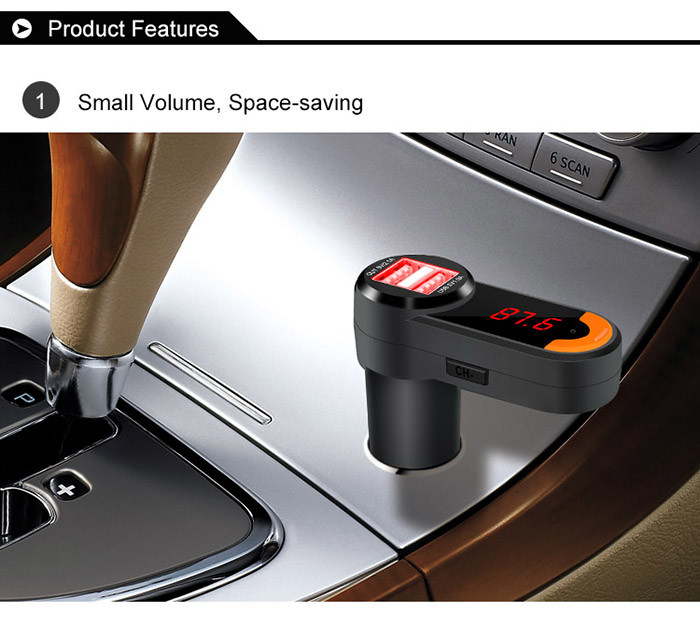 Multifunction Colorful Car Audio Bluetooth Adapter With Digital Tube Display
