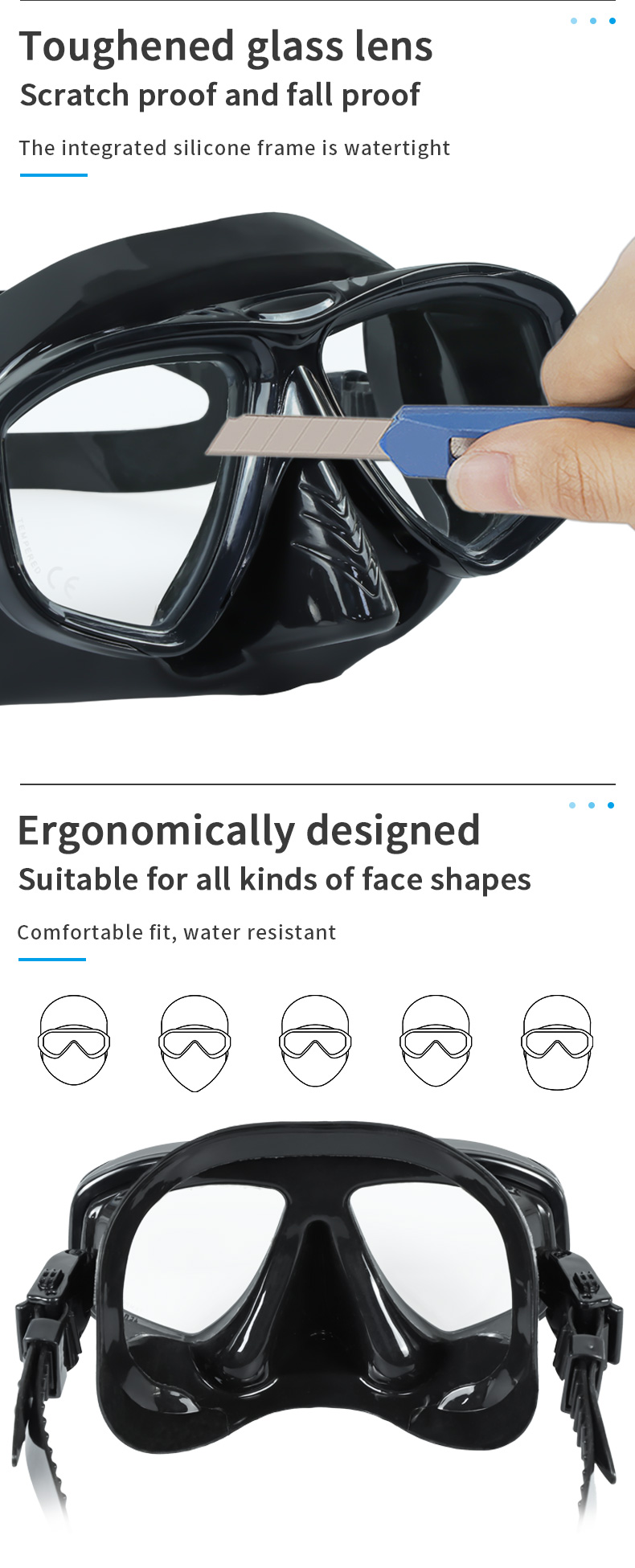 ODM Swimming Scuba Dive Snorkeling Goggles Mask For Adult Waterproof