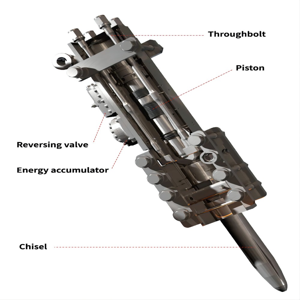 5350 Kg Heavy Hydraulic Rock Breaker Wear Resistant Alloy 195mm Chisel Rock Breaker