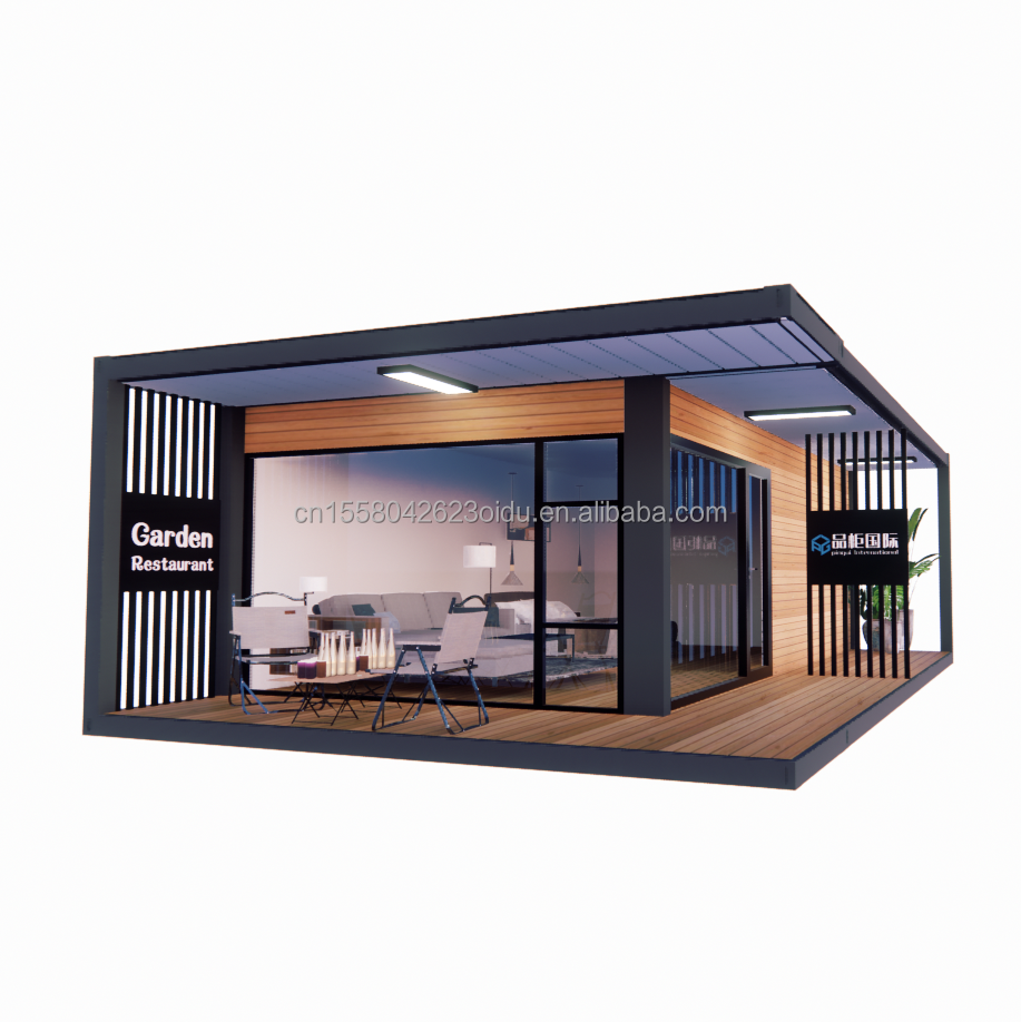 Modern Design 20ft/40ft Prefabricated Container House with Wooden Glass House
