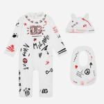 Customized label print logo infant cotton long sleeve baby girl's boy's button
