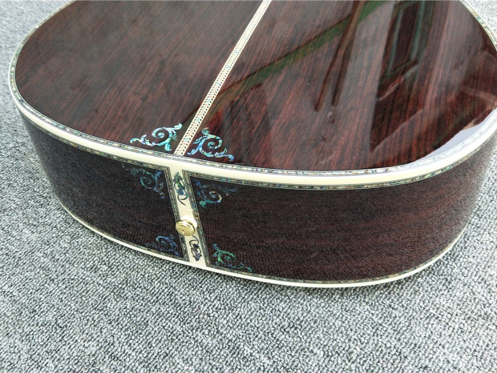 Deluxe Abalone inlays Ebony fingerboard D style acoustic Guitar,OEM Solid Spruce top 41 inch Acoustic electric Guitar