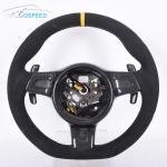 400mm Full Leather Alcantara Porsche 992 Steering Wheel Yellow Stripe