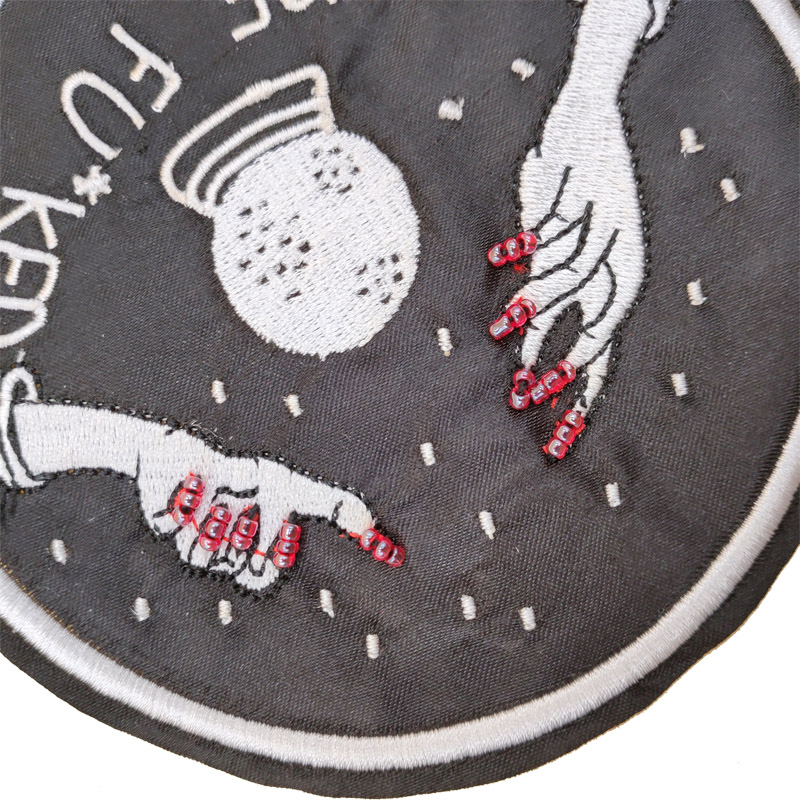 Fashion Pill Custom Logo Patches , Beads Handmade Custom Shirt Patches