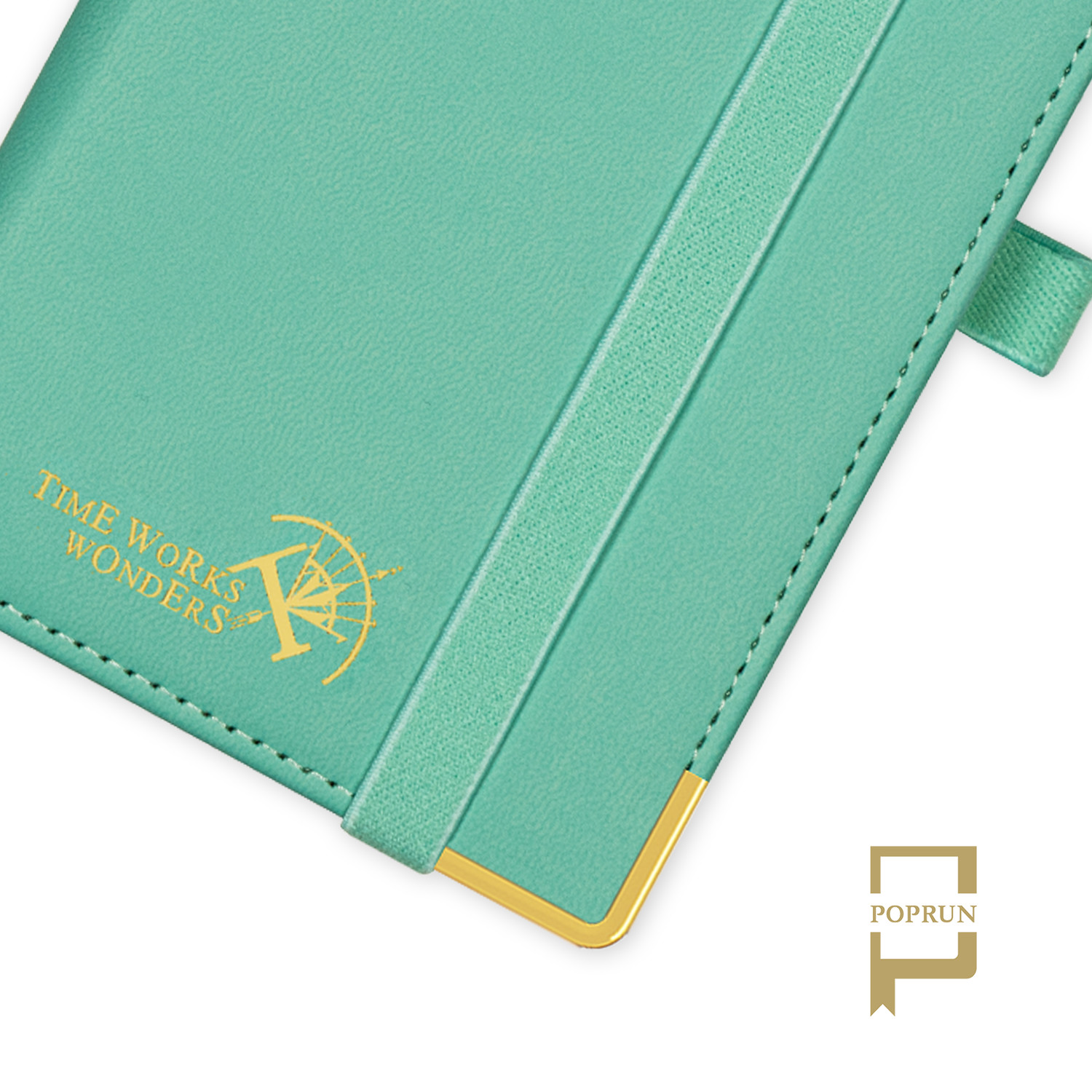 Green Vegan PU Leather Small Academic Planner Monthly Weekly Agenda