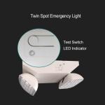 2W 240V Two Head Emergency Light Rechargeable Battery
