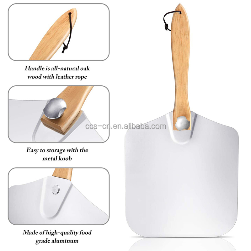 12 Inch Aluminum Pizza Shovel With Folding Handle And 10cm Pizza Wheel Cutter Set