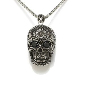 Quality Wholesale Men Fashion Jewelry Cool Hip Hop Vintage Skull Head Pendant Necklace wholesale