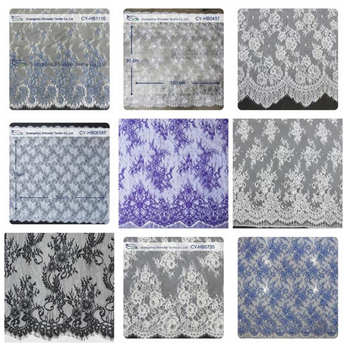Eco - Friendly White Bridal Nylon Lace Trim 150 * 300CM Decorative Lace Trim