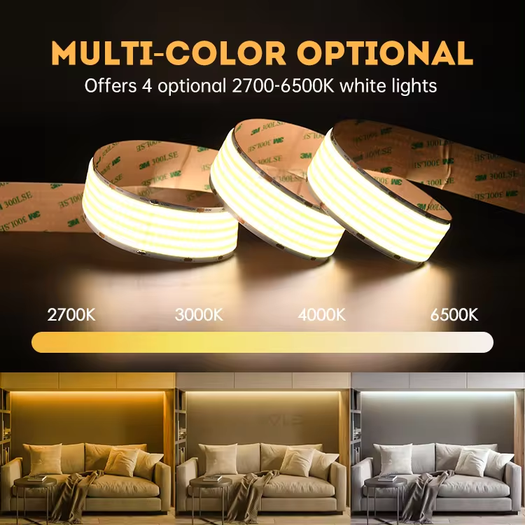 Flexible Bendable Lighting 1600leds DC24v COB Strip Light Super Wide and Super Bright
