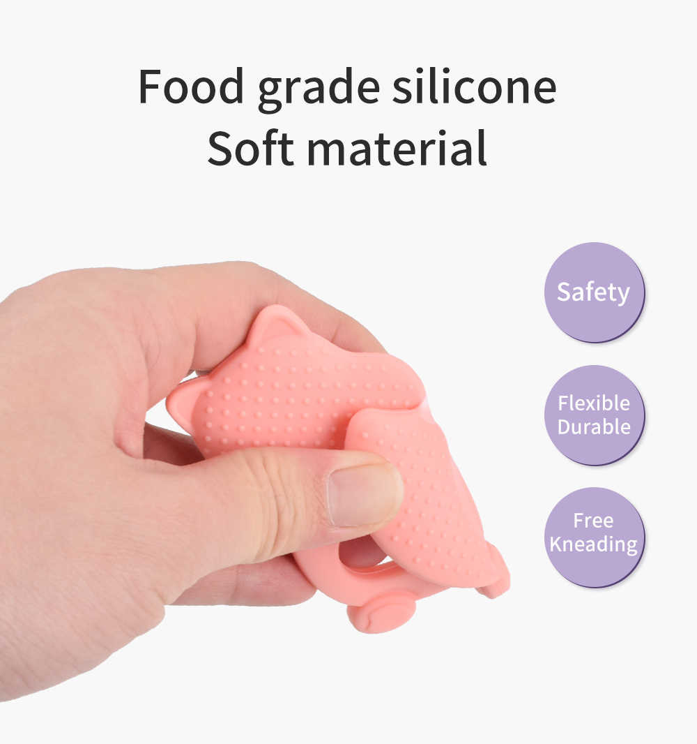 Multicolored Squirrel Teether Silicone Teether BPA Free LFGB Approval