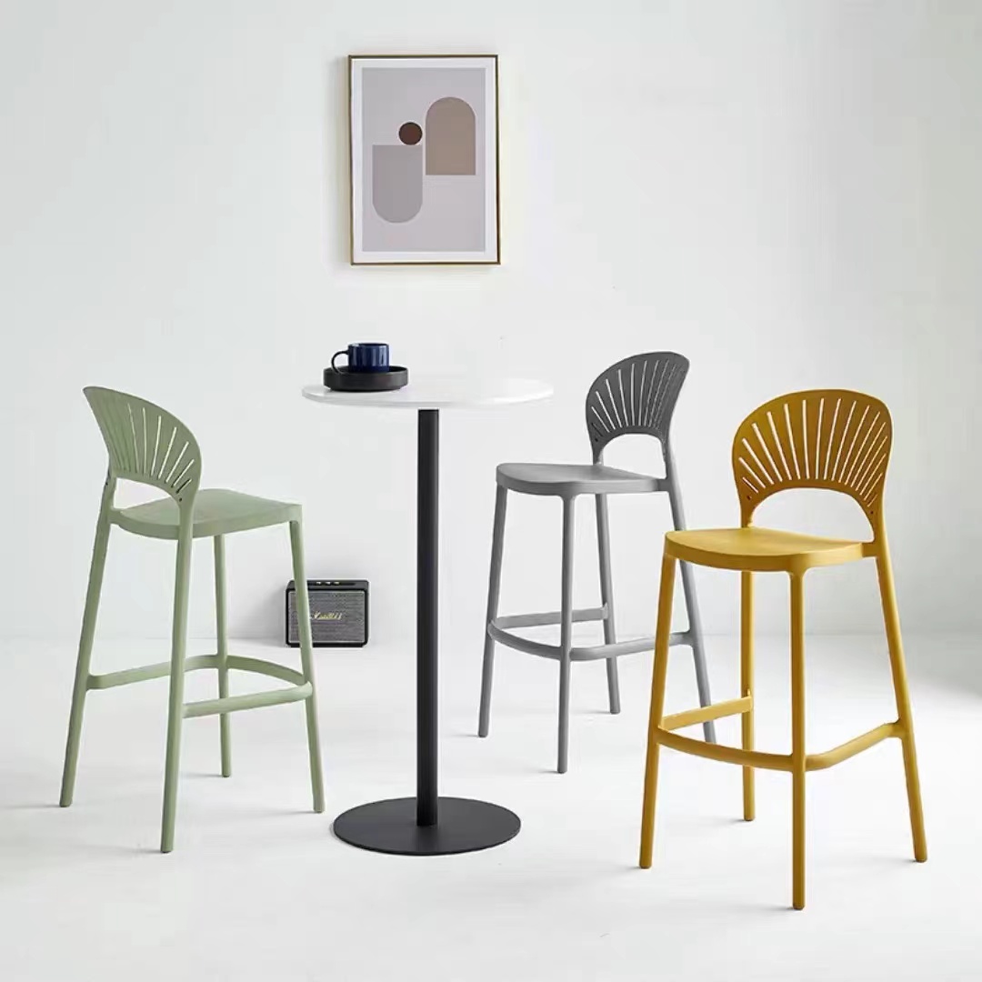 OEM ODM Molded Plastic Counter Stool Orange Black Plastic Bar Stools
